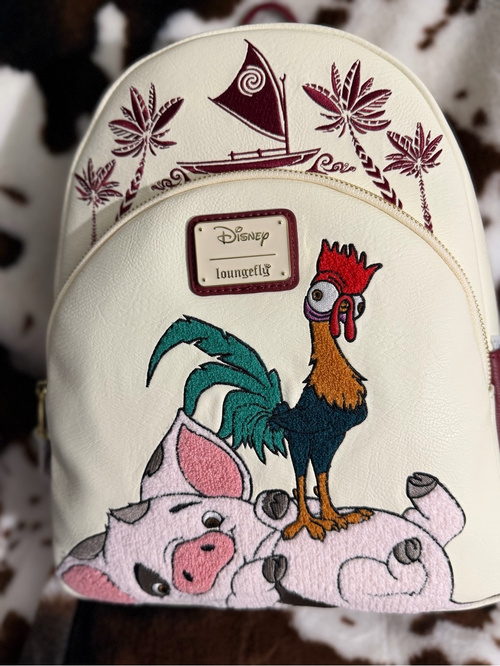 Disney White & Teal Hei Hei Embroidered Mini Backpack